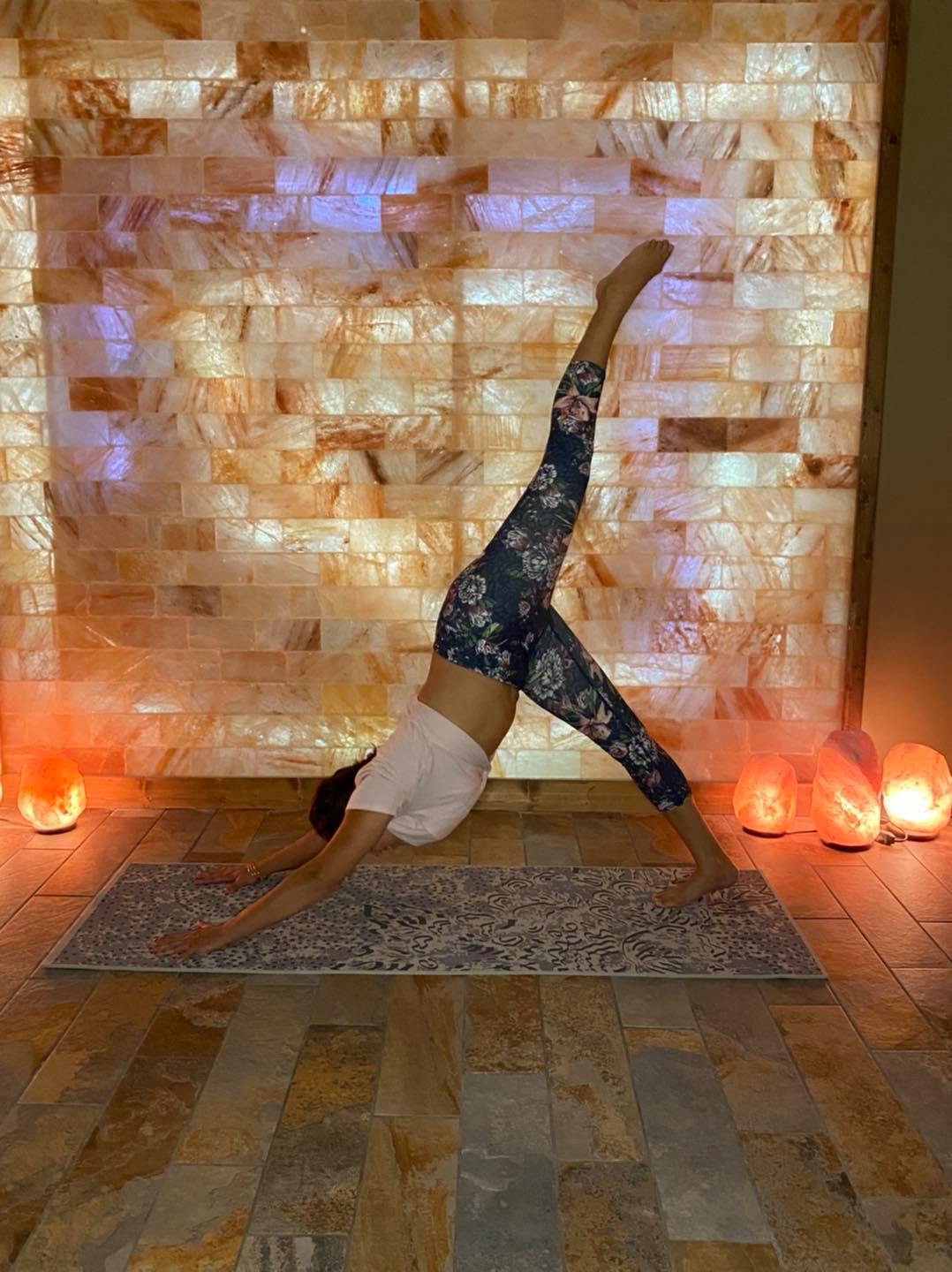 Salt wall with warm Himalayan salt lamp glow inside Sweet Dreams Salt Therapy