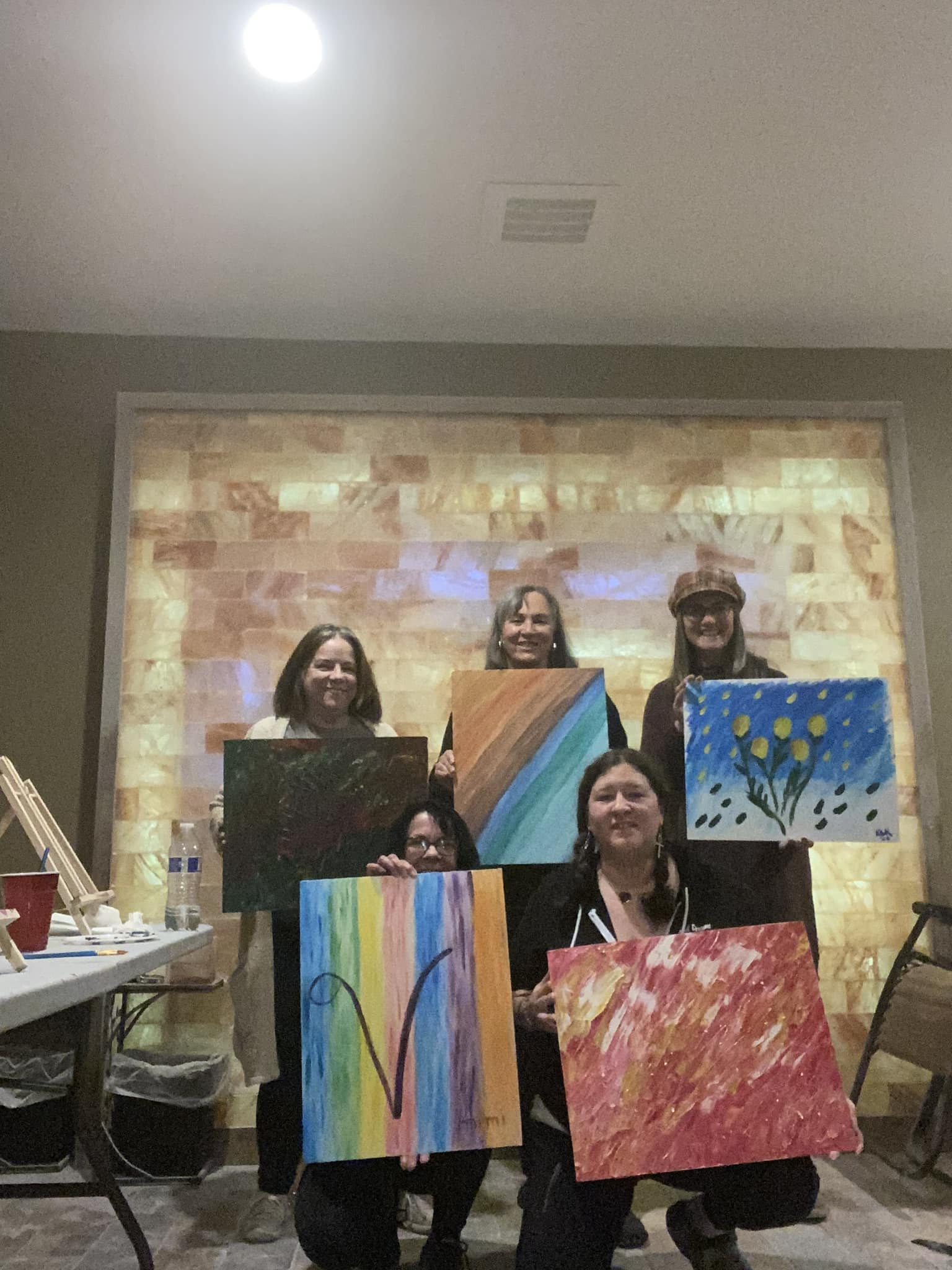 Paint and Meditate class in the salt room